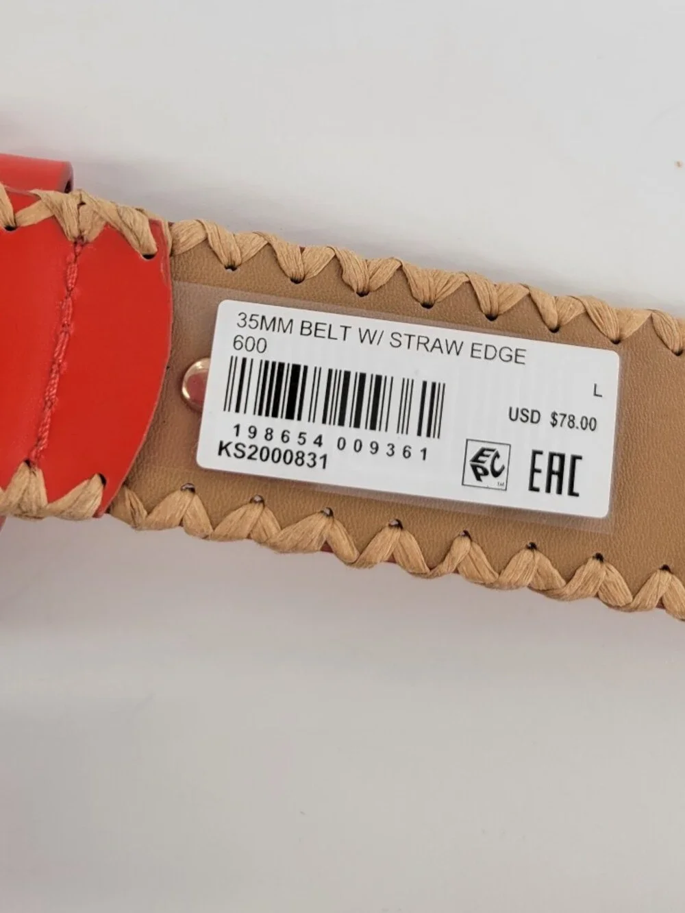kate spade Orange Womens Belt with Gold-Tone Oval Buckle Size L New